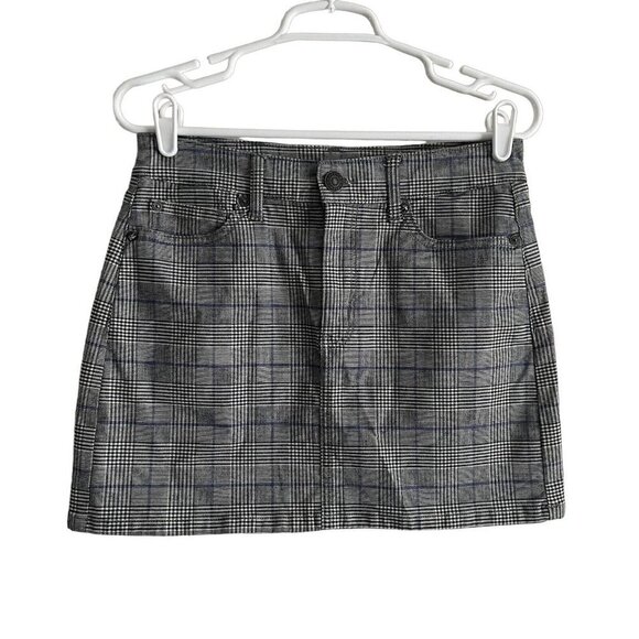American Eagle Women 4 Gray/Blue Plaid School Girl 5-Pocket Hi-Rise Mini Skirt - Picture 2 of 8
